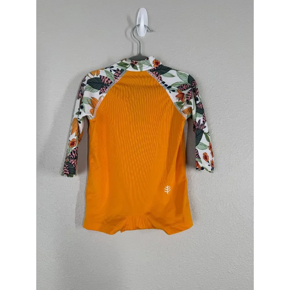 Coolibar Orange Floral UPF Sun Protection Bathing Suit Sz 6-12 Months Floral